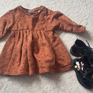 Zara Rust Dress with Cherry Print